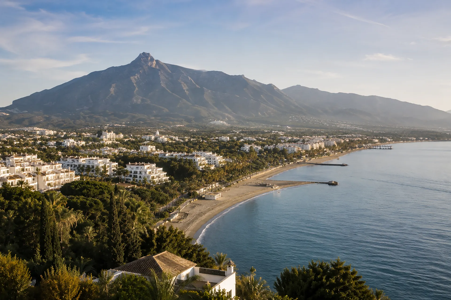 Marbella coastline with La Concha mountain