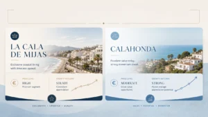 Comparison of La Cala de Mijas and Calahonda: a high price level with steady appreciation against a moderate price level with stronger growth